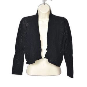 Ellen Tracy Black Open Weave Long Sleeve Shrug Size M